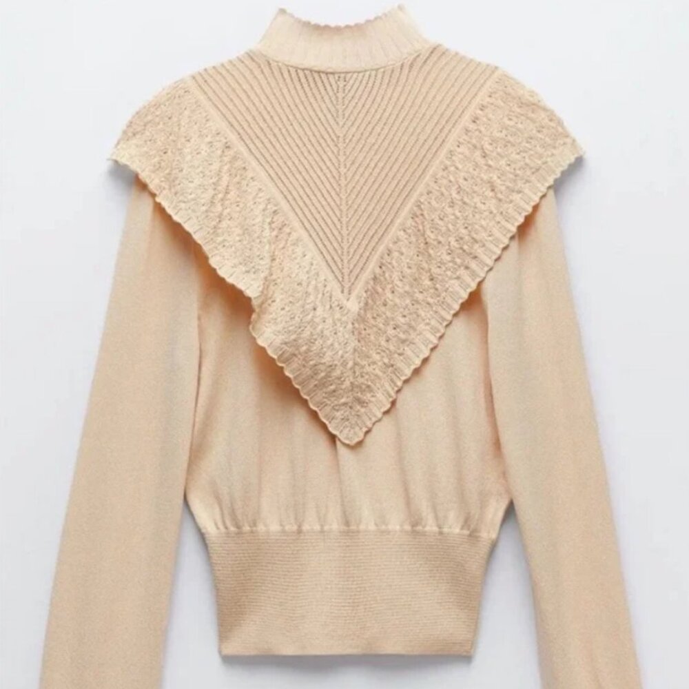 ZARA Ruffled Knit Sweater with Feminine details
